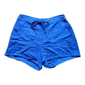 Peace & Pearl cotton linen blend high rise blue shorts Size Medium